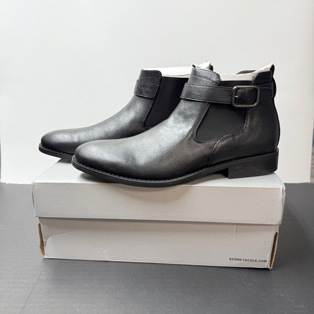 Kenneth Cole Unlisted Half Tide Black Chelsea Boots Buckle Ankle Mens 7
